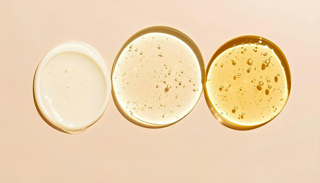 Assortiment de produits de soin de la peau aux textures variées